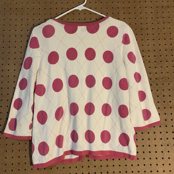 Preppy Sweater Set Polka Dot Argyle Vintage Cardigan Tank Pink Cute Femme Y2K 90 - Picture 4 of 12